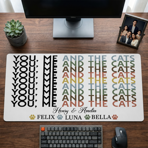 You Me And The Dog Cat Hidden Message - Personalized Desk Mat