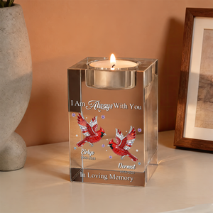 Cardinal Memorial Personalized Crystal Candle Holder