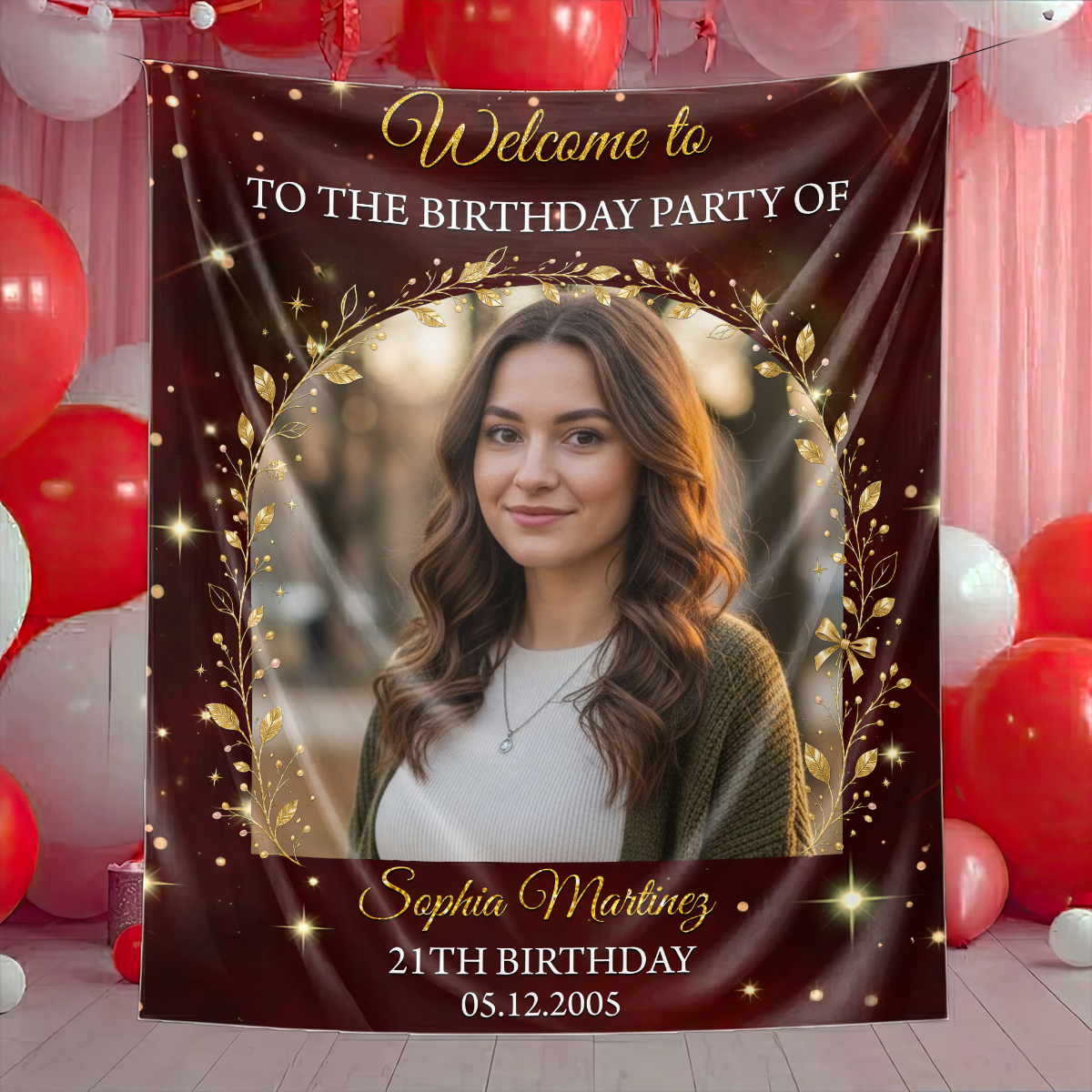 Welcome To The Birthday Party - Custom Name & Photo Law Sign - Birthday Party Welcome Sign