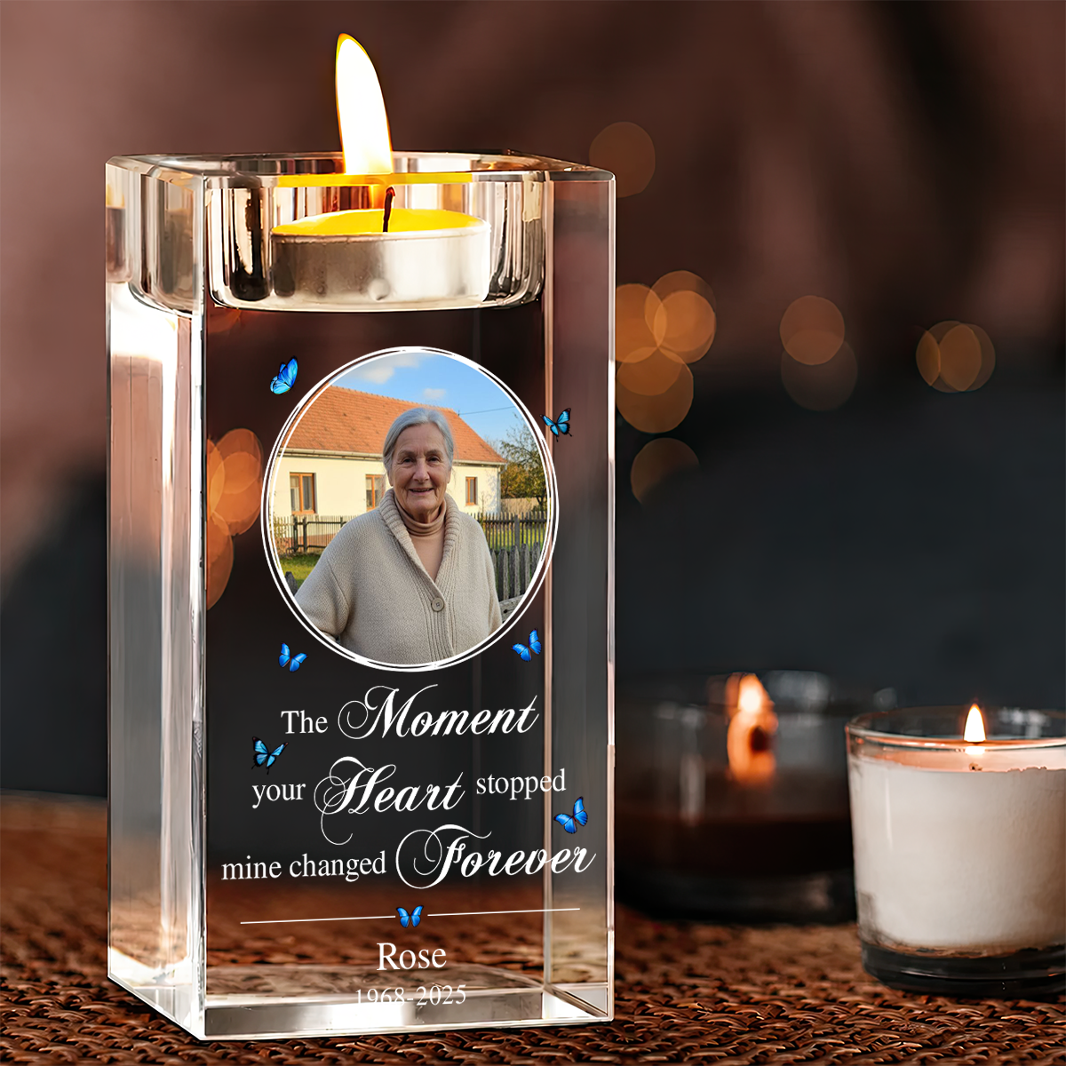 The Moment Your Heart Personalized Crystal Candle Holder