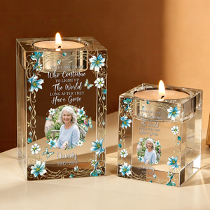 The Light Remains Personalized Crystal Candle Holder - Memorial Gift