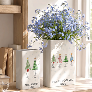 Family Christmas Tree Names - Personalized Ceramic Book Vase