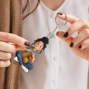 Cartoon Crochet Knitting Girl Hobby Keepsake - Personalized Acrylic Keychain - Gift For Crochet Lovers