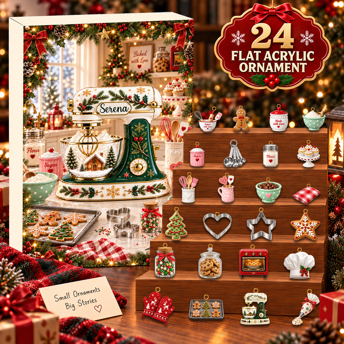 Christmas Baking Mixer Advent Calendar 2026 - 24 Day Spirits Countdown, Acrylic Charms Blind Box - Gift For Family