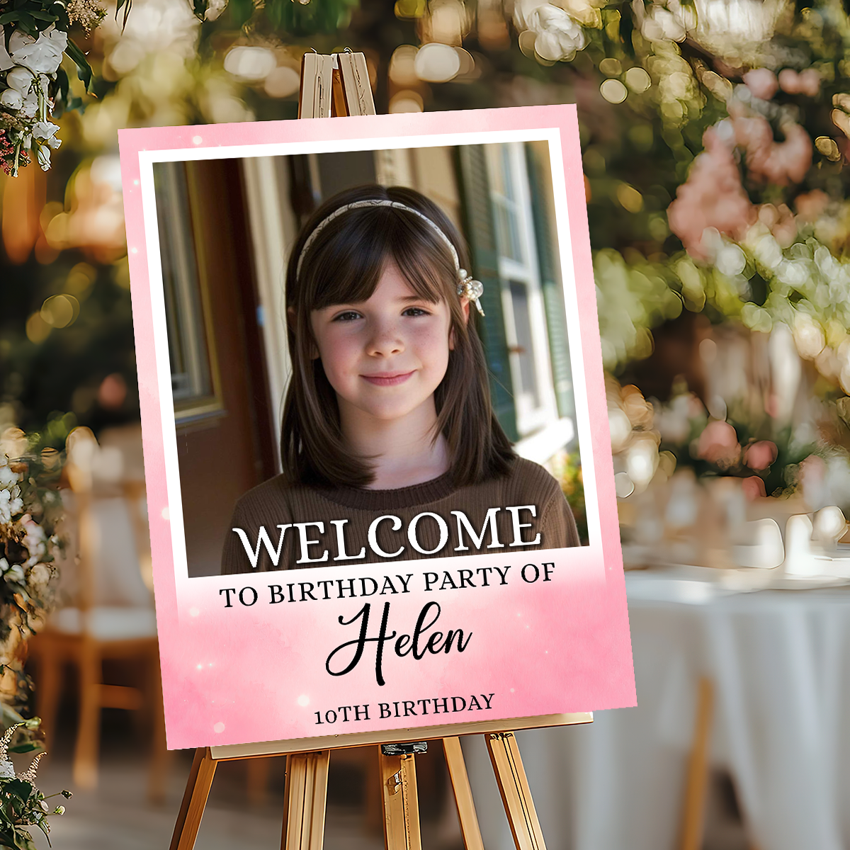 Welcome To The Party - Birthday Sign - Custom Name & Photo Sign - Birthday Party Welcome Sign
