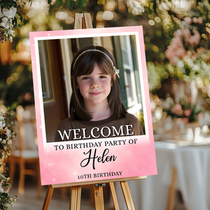 Welcome To The Party - Birthday Sign - Custom Name & Photo Sign - Birthday Party Welcome Sign