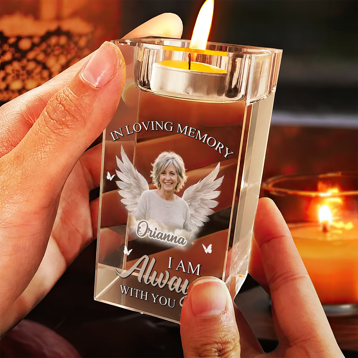 I Am Always With You Personalized Crystal Candle Holder