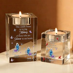 Forever In Our Hearts - Personalized Crystal Candle Holder
