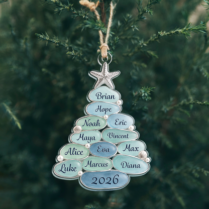 Personalized Coastal Family Christmas Tree Ornament