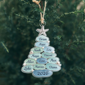 Personalized Coastal Family Christmas Tree Ornament
