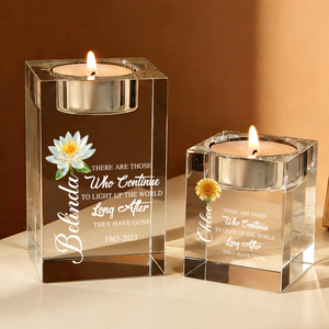 Flowers Light Up The World - Personalized Crystal Candle Holder