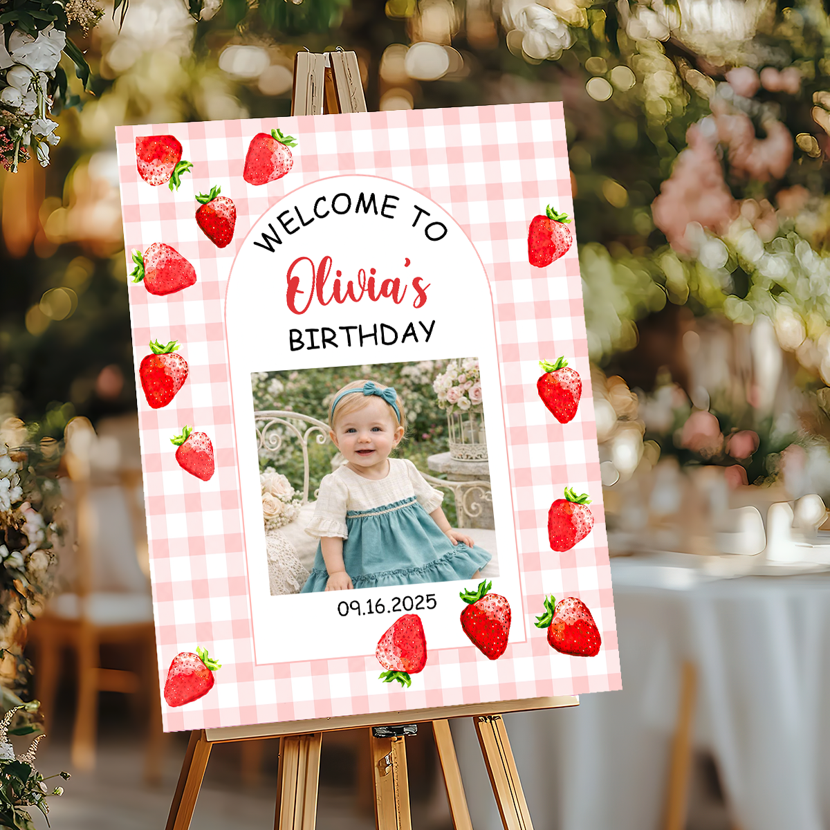 Kids Birthday Sign Welcome To The Party - Custom Name & Photo Sign - Birthday Party Welcome Sign