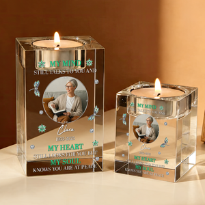 My Mind My Heart My Soul Memorial Personalized Crystal Candle Holder