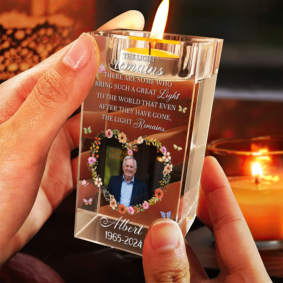 In Loving Memory - Personalized Crystal Candle Holder