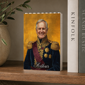 Custom Photo Royal Portrait Dad GrandPa Family - Personalized Shaped Building Brick Blocks