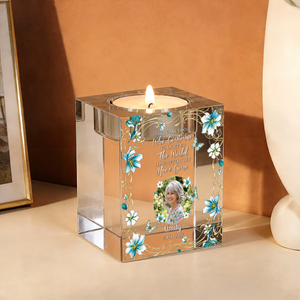 The Light Remains Personalized Crystal Candle Holder - Memorial Gift