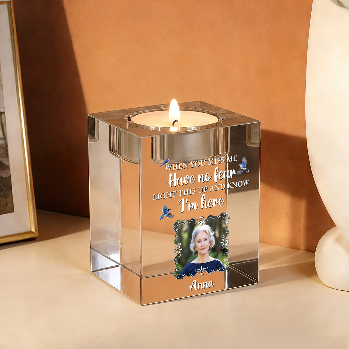 Have No Fear - Personalized Crystal Candle Holder - Memorial Gift