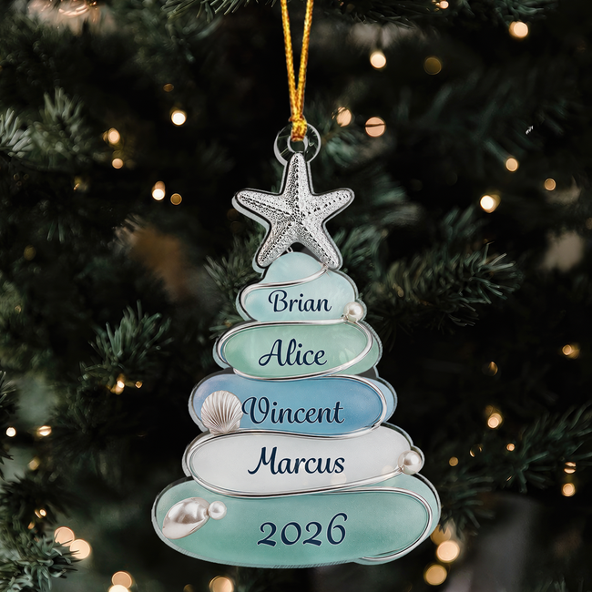 Personalized Coastal Family Christmas Tree Ornament
