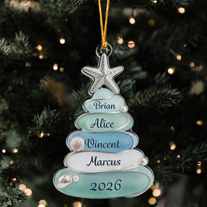 Personalized Coastal Family Christmas Tree Ornament