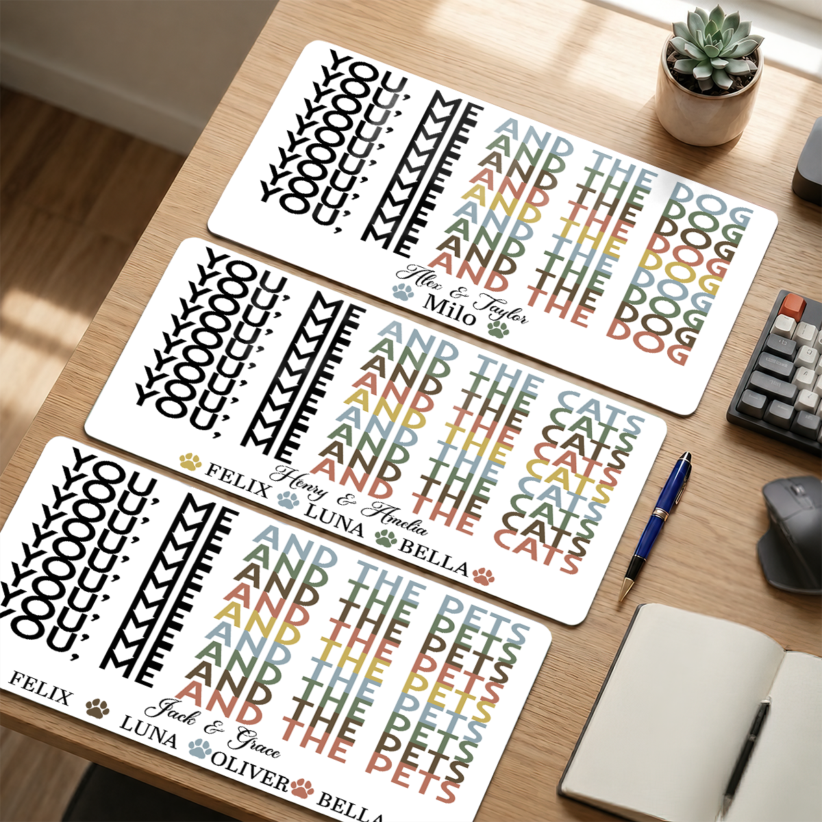 You Me And The Dog Cat Hidden Message - Personalized Desk Mat