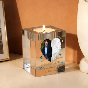 Custom Name and Photo Personalized Crystal Candle Holder - Memorial Gift