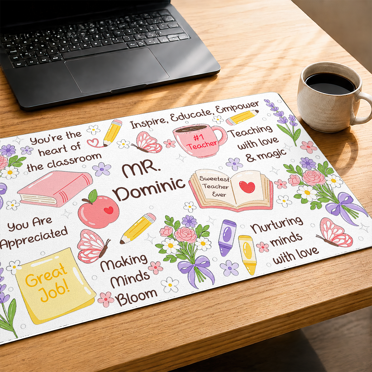 Sweetest Teacher - For Coworkers, Teacher, Self Gift - Personalized Desk Mat