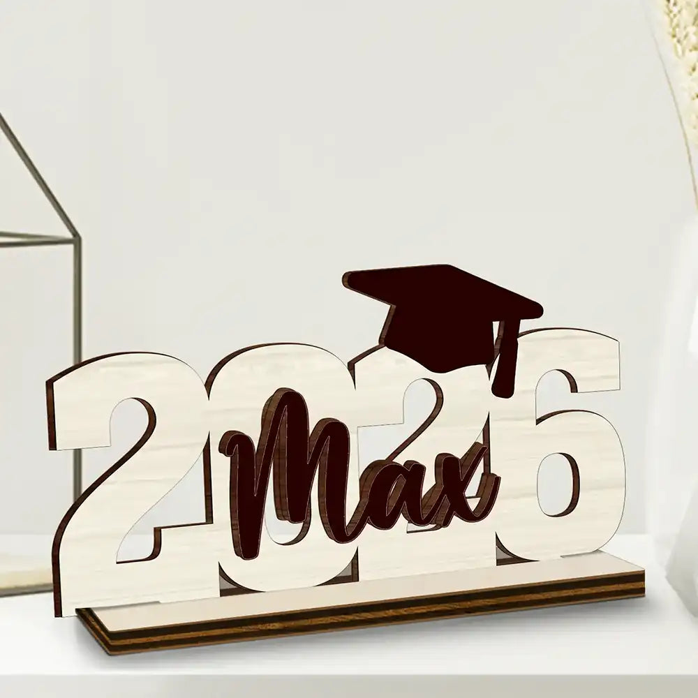 Congrats Graduation Colorful Name - Personalized Custom Shaped Wooden Plaque