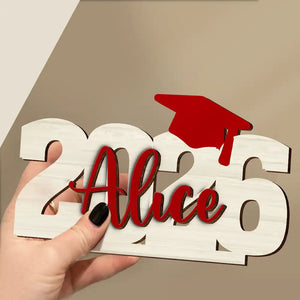 Congrats Graduation Colorful Name - Personalized Custom Shaped Wooden Plaque