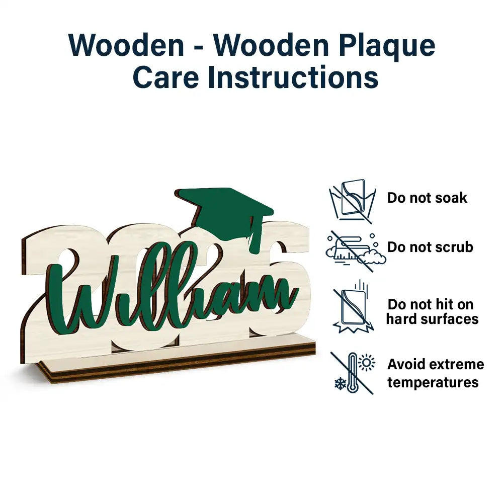 Congrats Graduation Colorful Name - Personalized Custom Shaped Wooden Plaque
