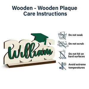 Congrats Graduation Colorful Name - Personalized Custom Shaped Wooden Plaque
