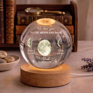 To The Moon And Back Custom Memorial Crystal Globe Lamp