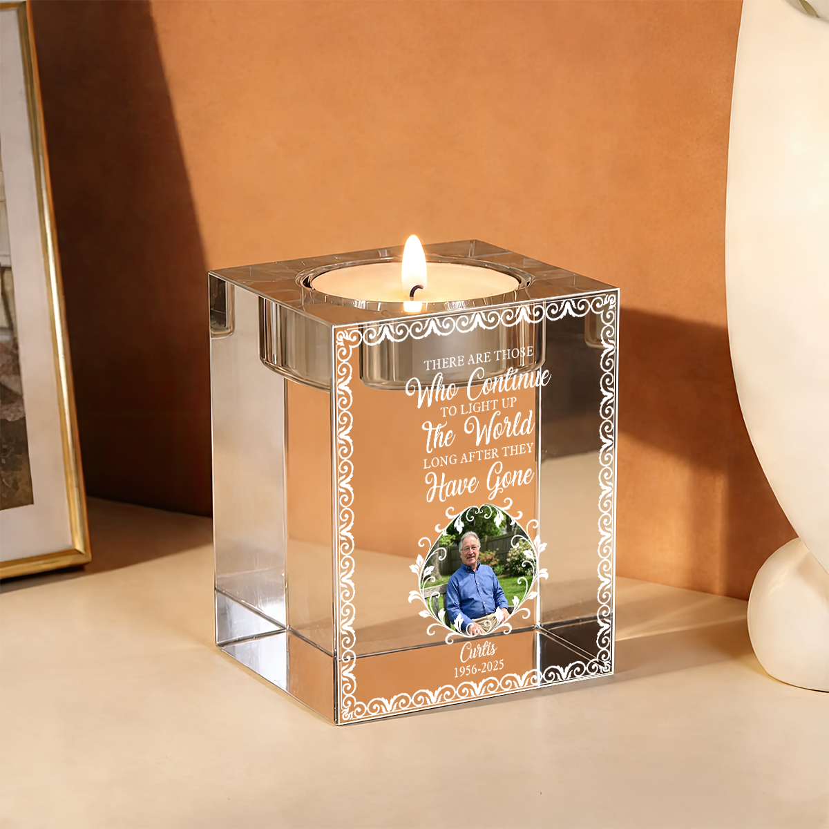 Light Up The World - Personalized Crystal Candle Holder