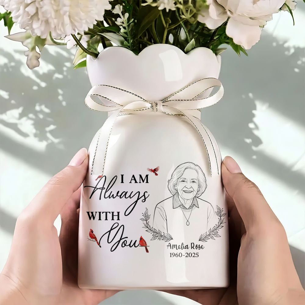 Pencil Sketch I Am Always With You Flower Vase
