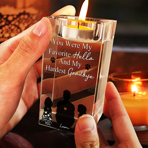 Dog Loss Memorial Personalized Crystal Candle Holder