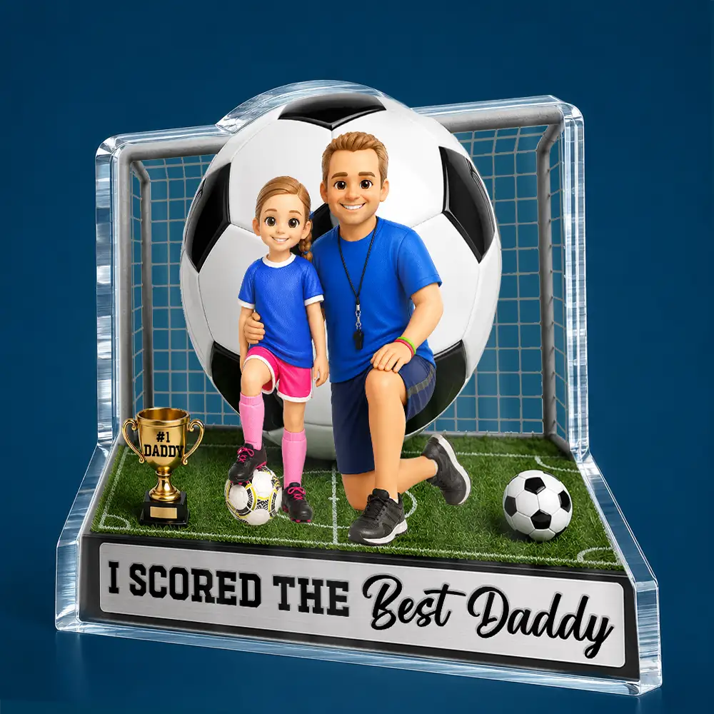 Custom Photo Toybox Figure We Scored The Best Dad - Personalized Custom Shaped Acrylic Block