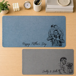 We Love You Custom Photo Sketch Line Art Father's Day Gift For Husband, Dad - Personalized Desk Mat