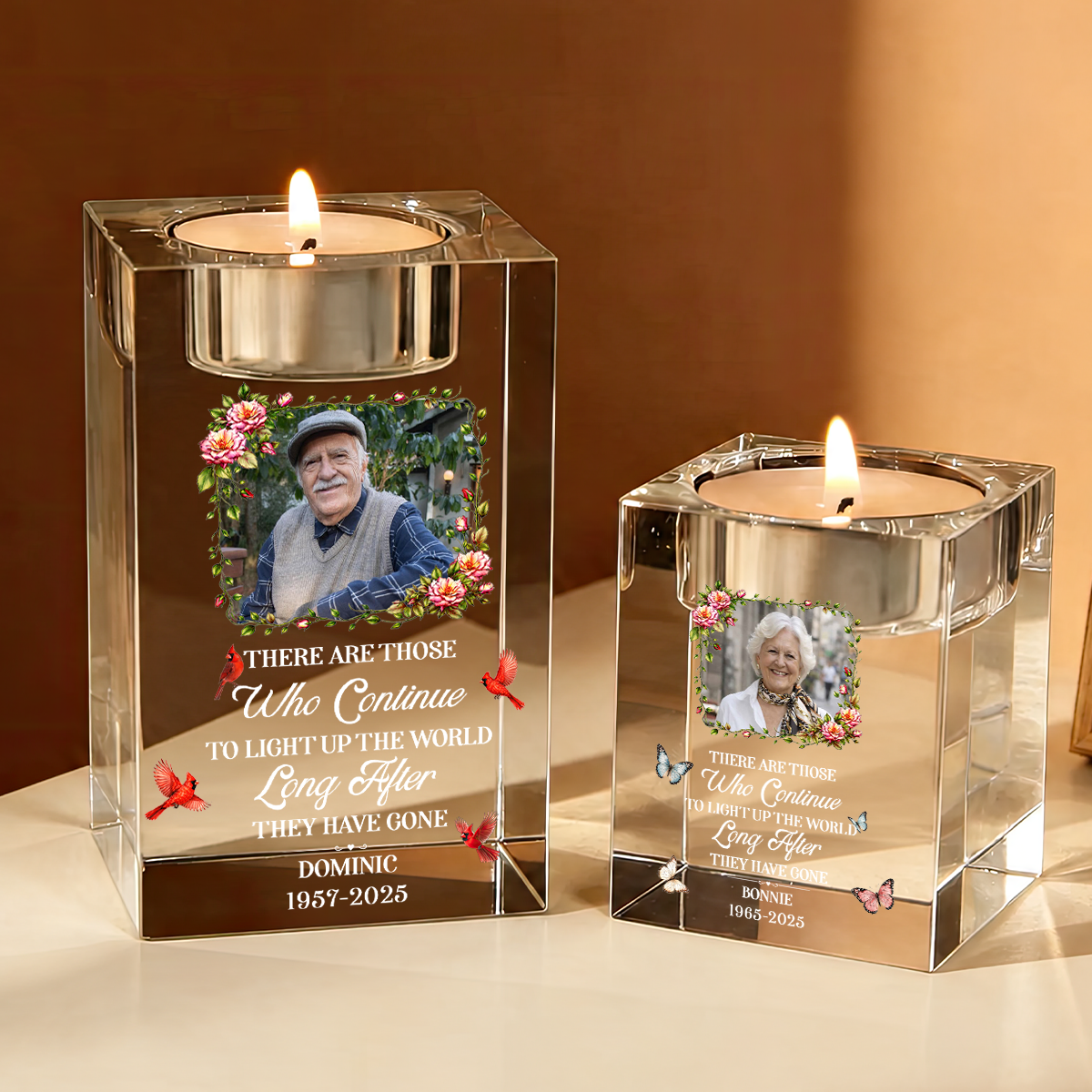 Light Up The World - Personalized Crystal Candle Holder - Memorial Gift