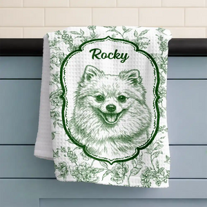 Custom Photo Pencil Sketch Dog Cat Pet Portrait Toile - Personalized Kitchen Towel