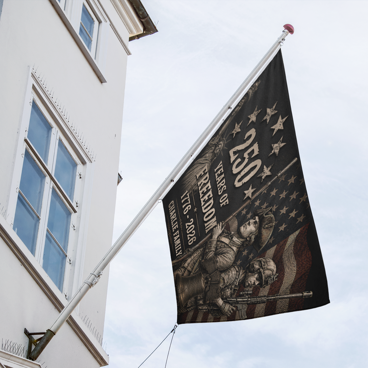Family Name 250 Years of Freedom - Patriotic House Flag
