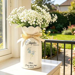 Every Chapter Growth Personalized Ribbon Tie Flower Vase
