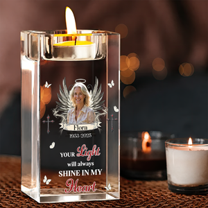 Personalized Crystal Candle Holder - Memorial Gift