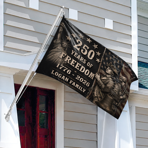 Family Name 250 Years of Freedom - Patriotic House Flag