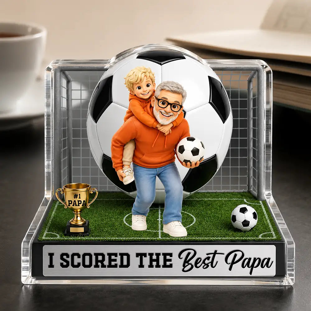 Custom Photo Toybox Figure We Scored The Best Dad - Personalized Custom Shaped Acrylic Block