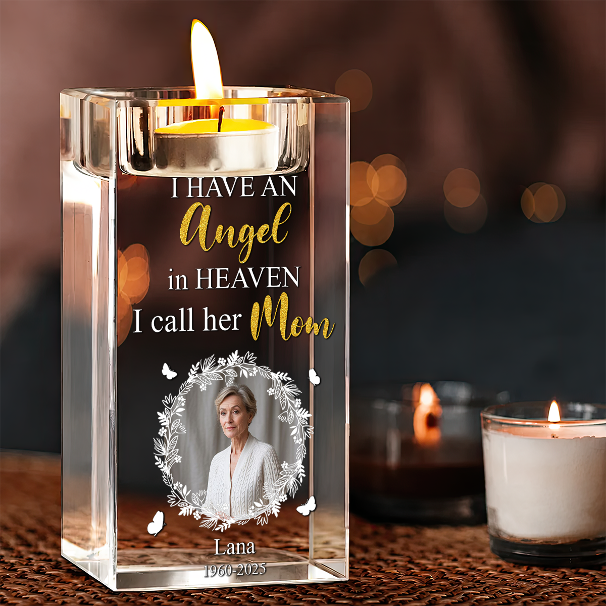 I Am Always With You Angel Personalized Crystal Candle Holder
