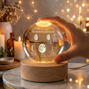 To The Moon And Back Custom Memorial Crystal Globe Lamp