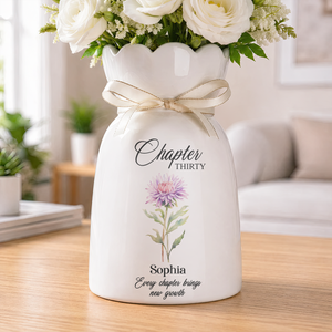 Every Chapter Growth Personalized Ribbon Tie Flower Vase
