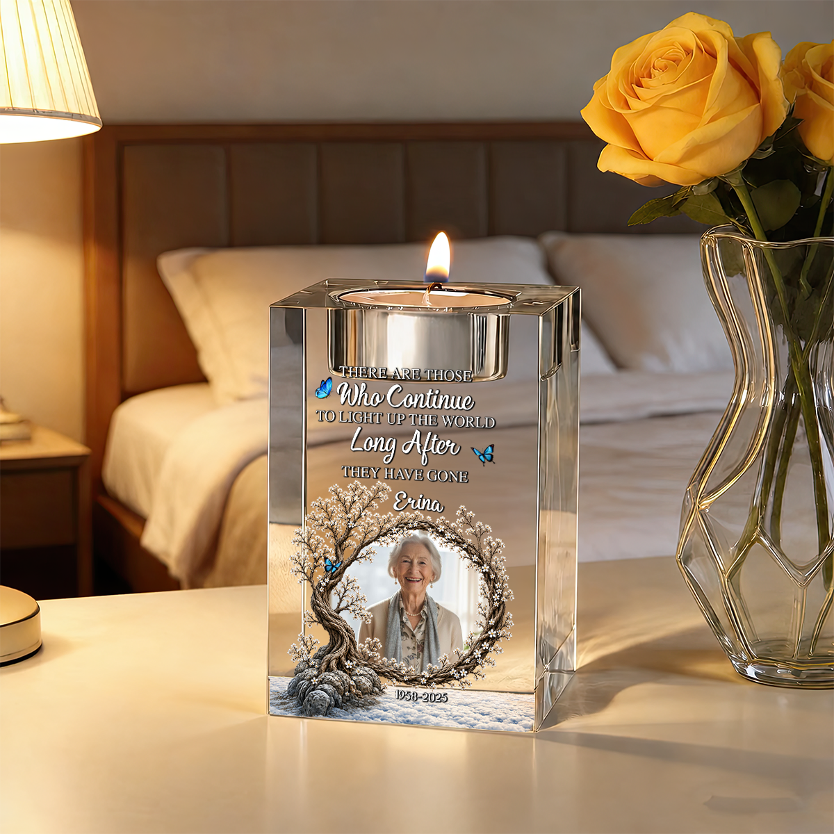 When You Miss Me Have No Fear Life Tree - Personalized Crystal Candle Holder