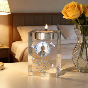 When You Miss Me Have No Fear Blue Jay - Personalized Crystal Candle Holder