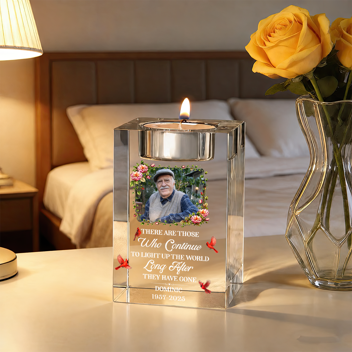 Light Up The World - Personalized Crystal Candle Holder - Memorial Gift