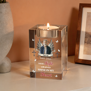 Personalized Crystal Candle Holder - Memorial Gift